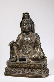 An Alloy Copper and Gilt Guanyin