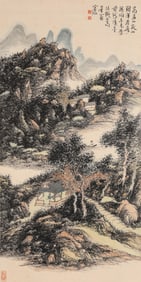 Huang Binhong (1865-1955), attributed to, Landscape with Figures