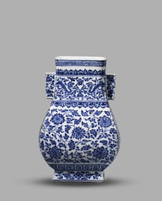 A Blue and White 'Lotus Scroll' Vase