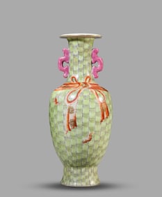 An Iron-Red and Green-Ground 'Bamboo' Vase