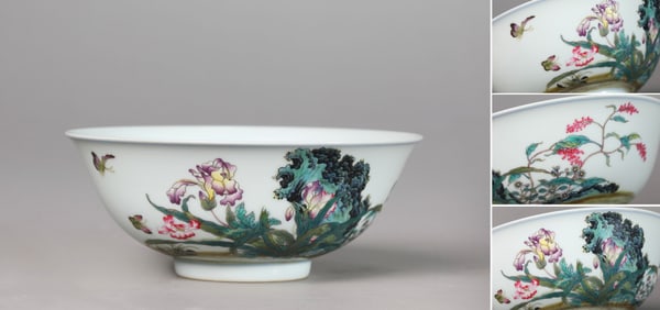 A Famille-Rose 'Butterflies and Flowers' Bowl