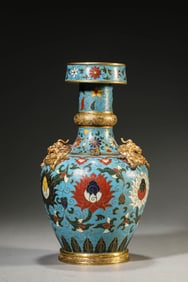 A Cloisonné Enamel 'Lotus and Dragon' Vase
