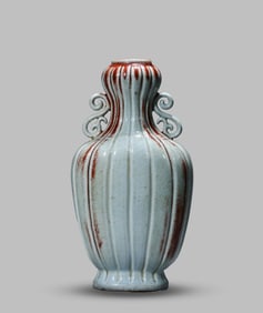 A Flambe-Glazed Melon-Form Vase