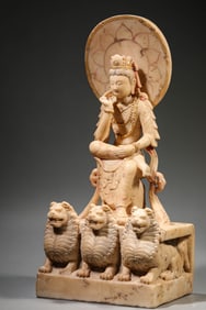 A White Marble 'Water-Moon' Guanyin