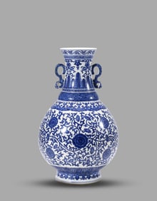 A Blue and White 'European Flower' Vase