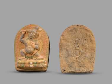 A Pair of Tibetan Guge Style Acala Clay Tsatsa