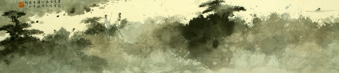 A CHINESE HAND PAINTING WITH THE MARK OF FU BAOSHI