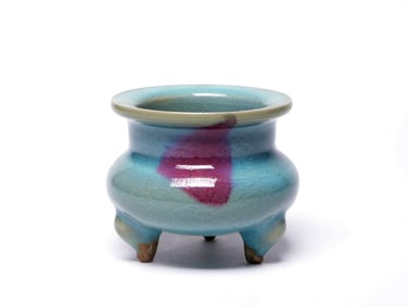 A JUN BLUE-GLAZED PURPLE-SPLASHED BURNER