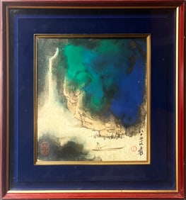 A CHINESE HAND PAINTING WITH THE MARK OF ZHANG DAQIAN