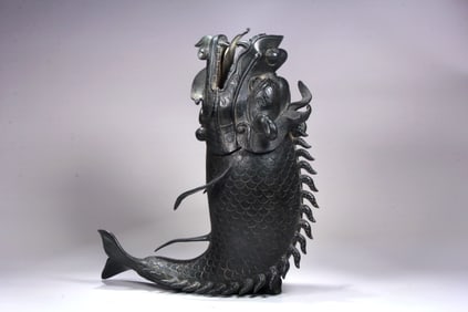 A 'FISH TURNING DRAGON'COPPER CENSER