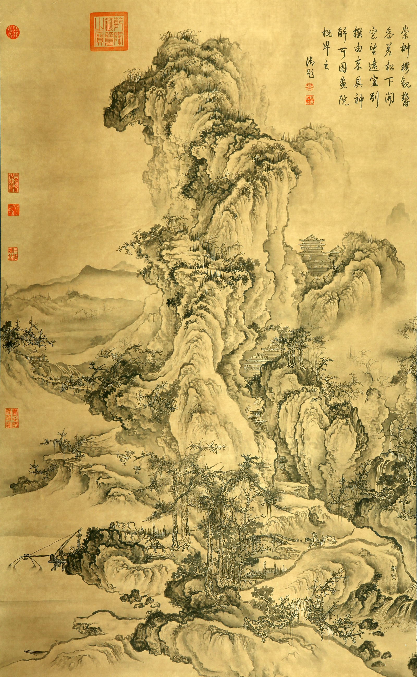 A CHINESE HAND PAINTING WITH THE MARK OF GUO XI (1 of 9)
