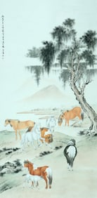 A CHINESE HAND PAINTING WITH THE MARK OF MA JIN