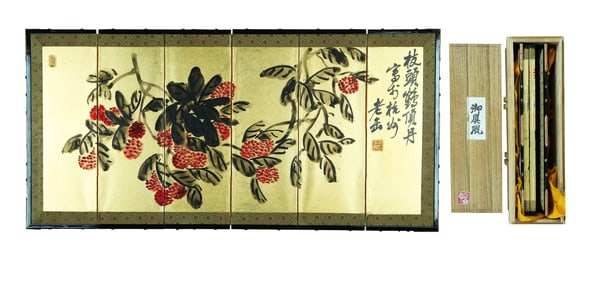 A CHINESE HAND PAINTING WITH THE MARK OF WU CHANGSHUO