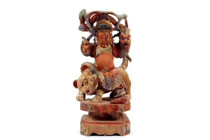 A POLYCHROME-LACQUERED WOOD FIGURE OF SUNSIMIAO