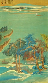 A CHINESE HAND PAINTING WITH THE MARK OF ZHANG DAQIAN