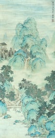 A CHINESE HAND PAINTING WITH THE MARK OF QIAN GU
