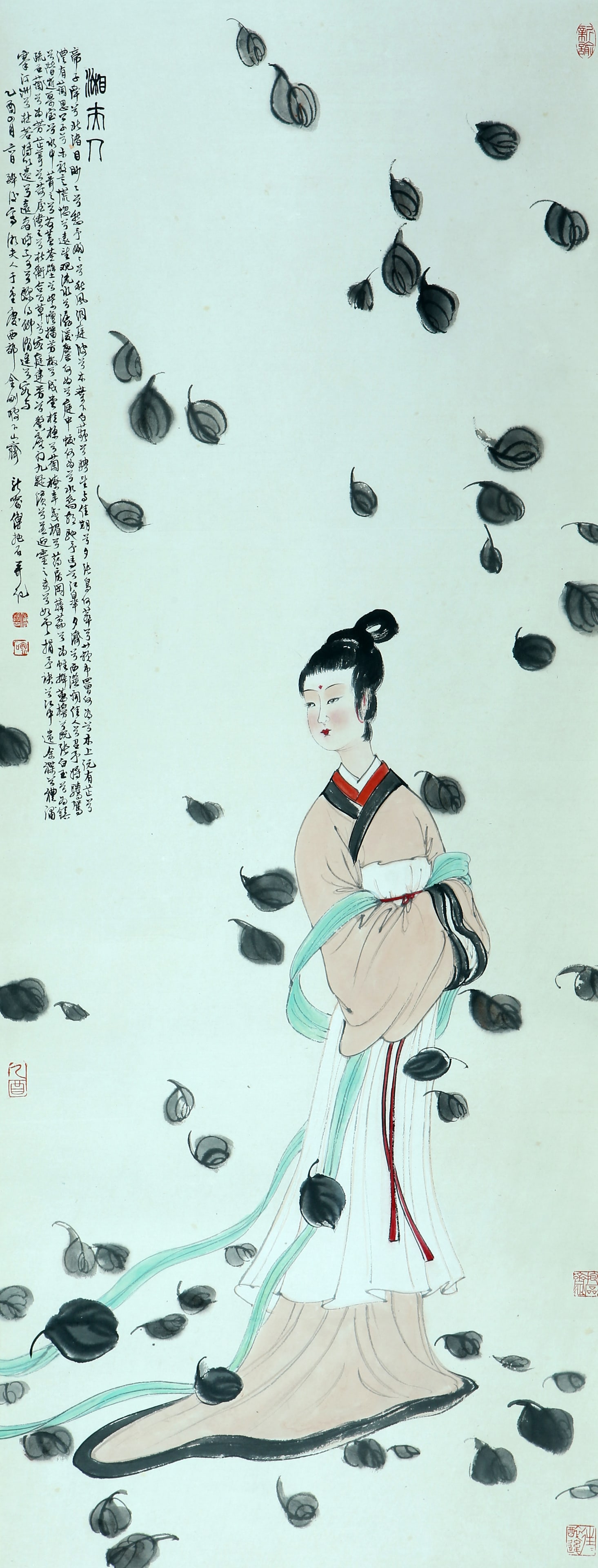 A CHINESE HAND PAINTING WITH THE MARK OF FU BAOSHI: A CHINESE HAND PAINTING WITH THE MARK OF FU BAOSHI 135*52CM