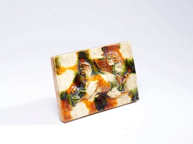 A GONGXIAN SANCAI CERAMIC PLAQUE