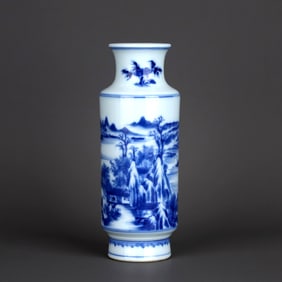A BLUE AND WHITE 'LANDSCAPE'VASE