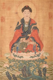 A CHINESE HAND PAINTING WITH THE MARK OF WANG ZHENGPENG