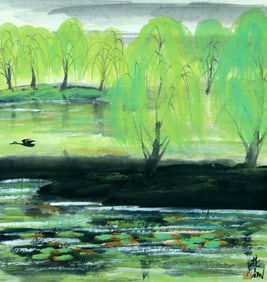 A CHINESE HAND PAINTING WITH THE MARK OF LIN FENGMIAN