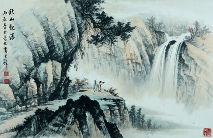 A CHINESE HAND PAINTING WITH THE MARK OF HUANG JUNBI