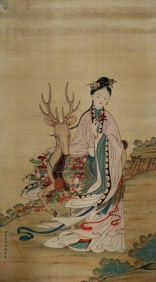 A CHINESE HAND PAINTING WITH THE MARK OF LENG MEI