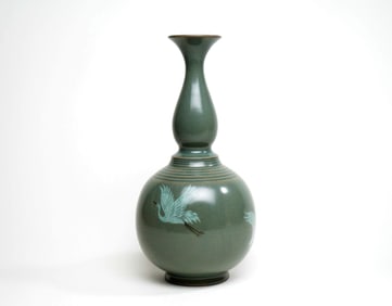 A KOREAN GLAZED GOURD VASE