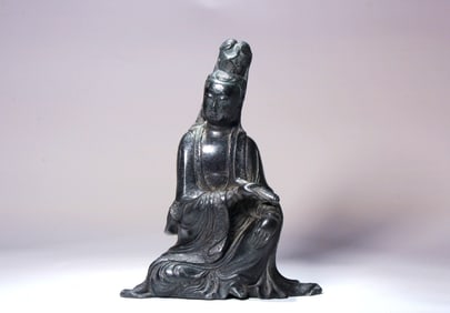 A COOPER FIGURE OF GUANYIN