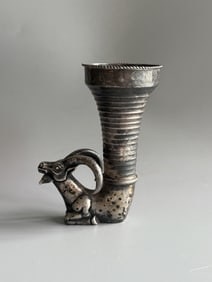 Tang Dynasty Silver Carved Ram Shape Cup