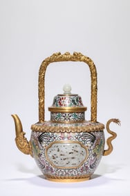 A Cloisonné 'Dragon and Phoenix' Kettle