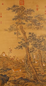 Giuseppe Castiglione (1688-1766), attributed to, Pines and Deer in Spring
