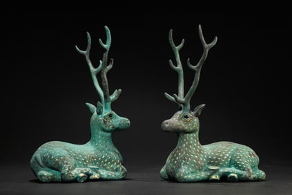 A Pair of Bronze Deer