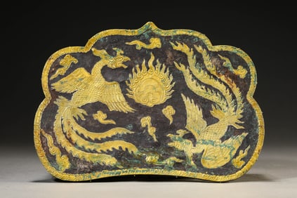 A Partially-Gilt Bronze 'Phoenix' Pillow