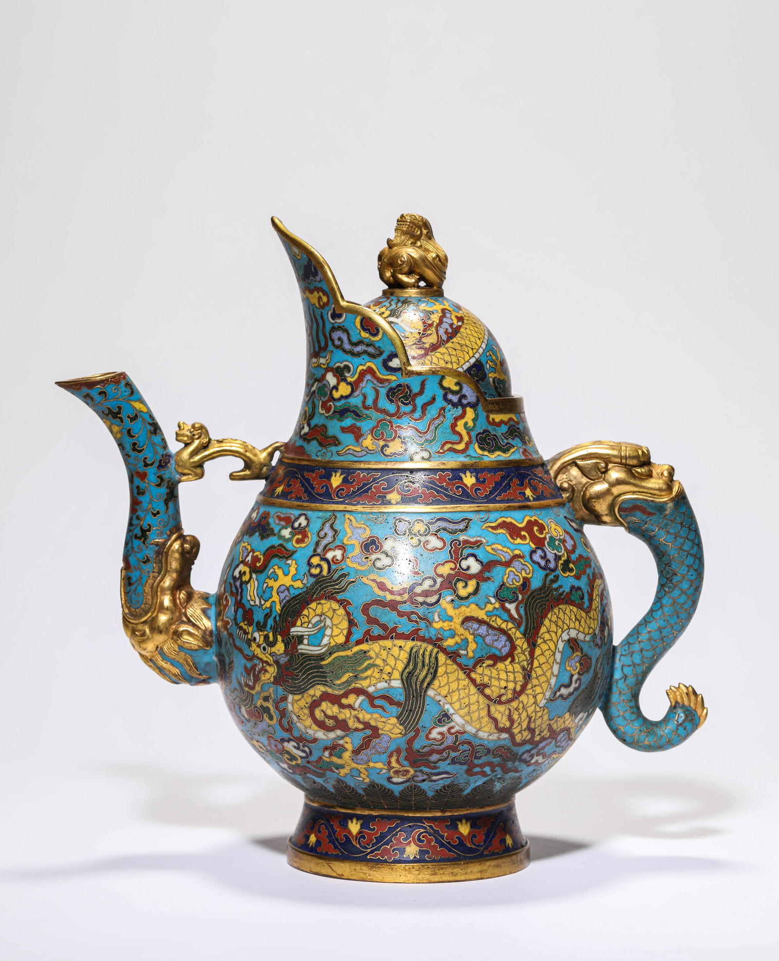 A Cloisonné Enamel 'Dragon' Monk's Cap Ewer (1 of 6)