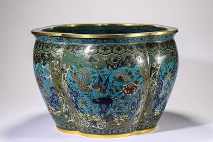 A Cloisonné 'Five Relationships' Lobed Jar
