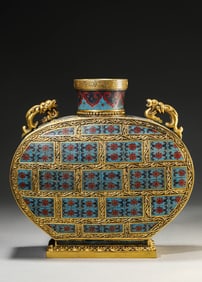 A Cloisonné 'Floral' Flat Vase