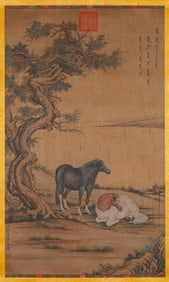 Giuseppe Castiglione (1688-1766), attributed to, Two Steeds
