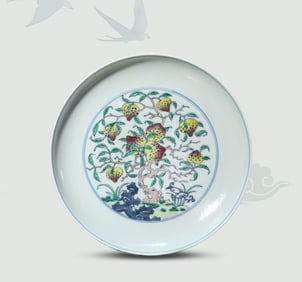 A Doucai 'Bat and Longevity' Dish