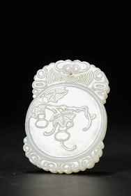 A Jade 'Bat and Longevity' Plaque