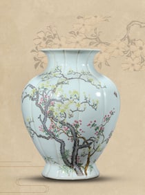 A Famille-Rose 'Flower with Poem' Vase