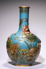 A Cloisonné 'Lotus Pond' Globular Vase