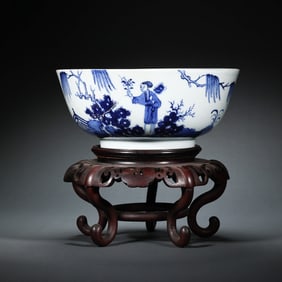 Blue and White Character Story Pattern Porcelain Bowl