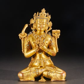 Gilt Bronze Manjushri Figure