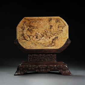 Shoushan Carved Character Story Pattern Table Plaque