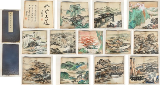 Chinese Drawing Landscape Painting Album,Zhang Daqian Mark