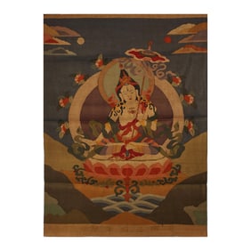 Silk Embroidery Manjushri Pattern Tangka