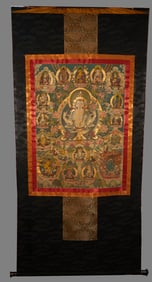 Colour Painted Gold Drawing White Tara Pattern Tangka