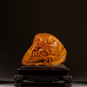 Shoushan Tianhuang Carved Landscape and Character Story Pattern Ornament