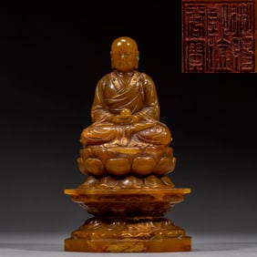 Shoushan Tianhuang Gold Drawing Carved Ksitigarbha Figure